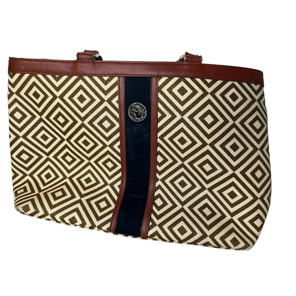 Spartina Daufuskie Island Women’s Linen Leather Handbag Tote Tan Olive Mermaid